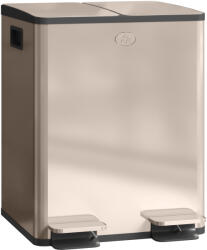 HomCom Coș de gunoi pentru bucătărie 2 compartimente 2 x 20L, oțel inoxidabil, capac cu închidere silențioasă, 45, 8x36x51, 6cm, auriu | Aosom Romania (851-033V01GD) Cos de gunoi