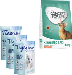  Tigerino 3x5l Tigerino macskaalom + 400g Concept for Life Sterilised Cats száraz macskatáp