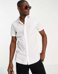 JACK & JONES Cu mânecă scurtă Bumbac Cămașă în Linie ingusta Alb 12195062 (12195062)
