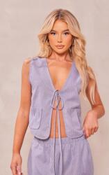 Prettylittlething Szürke Mellény Zsebekkel Könnyű Csíkos Nyakkivágással V Prettylittlething 34