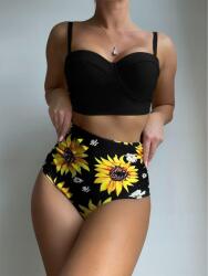 Shein Fekete Klasszikus Virágmintás Bikinialsó Magas Derekú Shein S