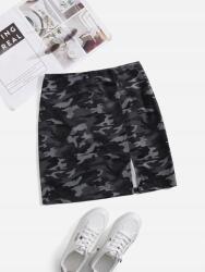Shein Többszínű Klasszikus Mini Szoknya Kivágás Moro Minta Shein 36