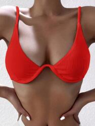 Shein Piros Bikini Felső Klasszikus Shein Csattal Záródik