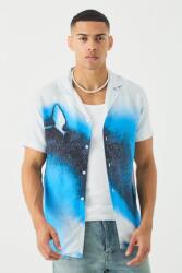 Boohooman Kék-fehér Mintás Rövid Ujjú Ing Gallérral Boohooman L