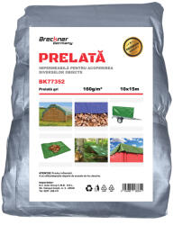 Breckner Germany Prelata impermeabila cu ochiuri metalice 10x15 m, 160 g/mp, gri, Breckner (BK77352)