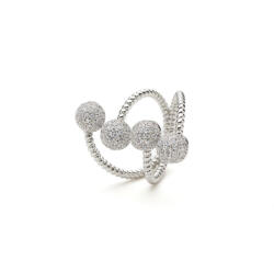 ElectraStore Inel Argintiu Reglabil Model Cuff Cu Cristale Zirconia (C4856)