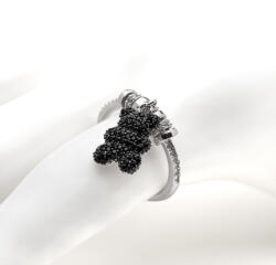 ElectraStore Inel Reglabil Argintiu Black Teddy Bear (C4833)