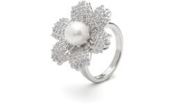 ElectraStore Inel Reglabil Argintiu Pearl Flower (C4830)