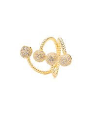 ElectraStore Inel Auriu Reglabil Model Cuff Cu Cristale Zirconia (C4855)