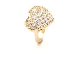 ElectraStore Inel Reglabil Auriu Heart of Sparkles (C4846)