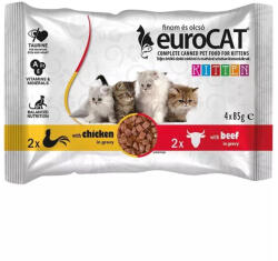 Eurocat Pouch Duo Kitten Alutasakos Macskaeledel Szószban (Csirke, Marha) - 4x85 g