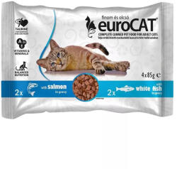 Eurocat Pouch Duo Alutasakos Macskaeledel Szószban (Lazac, Fehér hal) - 4x85 g