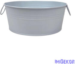  Fémfüles kerek bádog tál 20 cm - Fehér