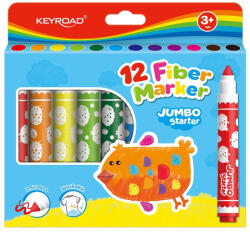 Keyroad Rostirón, filctoll készlet erős, vastag hegyű 12 db/bliszter Keyroad Jumbo Starter vegyes színek (38488) - irodaszerpiac