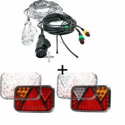 Fristom Pachet iluminare remorca FT-270 LED, 2 triple cu triunghi reflectorizant + instalatie electrica 10 m, stecher 13 pini, mufe baionet 5 pini, 12 24V (FT-270 NT LED + VI-100-085)