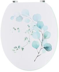  Capac Toaletă 45 Cm Mdf Prinderi Inox - Design Floral - Bleu | Capace Wc (4110786)