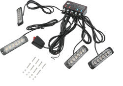  Set 4 lampi LED stroboscopice galbene 24W, 12-24V, cu unitate de control (BK79855)