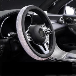 Autolife Kormányvédő 37-39cm, PU bőr, fekete-strasszköves Autolife 00856