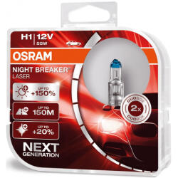 OSRAM Izzó 12V/55W/H1 2db/+150% Osram Night Breaker Laser 64150NL