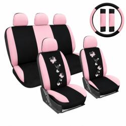 HD Racing Ülésuzat szett fekete-pink pillangó mintával és ajándékkal AG23001B/Pink