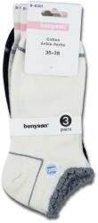 BENYSON® Set 3 perechi șosete damă bumbac, scurte, confortabile, respirabile, crem - gri deschis - gri închis, mărime 35-38 BENYSON