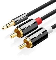 UGREEN 3.5mm mini jack/2 RCA kábel 5m, fekete (10591) (10591)