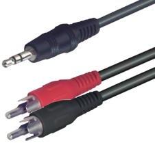  Audió kábel (A 49-5) 3, 5 mm sztereó dugó-2 RCA dugó, 5 m (A 49-5)