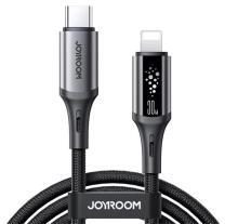JOYROOM STARFLIGHT A60 adatkábel (Type-C - lightning, 30W, PD gyorstöltő, LED jelzés, 120cm) FEKETE (180174)