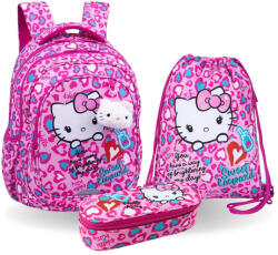 COOLPACK - Fast iskolatáska szett - Hello Kitty - Sweet Leopard - ovális tolltartóval (F163035-1-szett) (F163035)