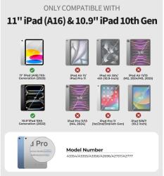 Dexnor iPad 11th Gen (A16) / 10th Gen 10.9 ütésálló Dexnor tok, 360° forgatható kézpánttal és kitámasztóval, fekete