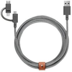 Native Union Cablu universal Native Union Belt (USB-C - Iluminare/USB-C) 1, 8 m, zebra BELT-CCL-ZEB-NP (BELT-CCL-ZEB-NP)