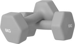 SPORTNOW Set 2 Ganterele Hexagonale de 2x6 kg din Metal și Plastic, 2 Ganterele cu Mânere Antiderapante, 22x10x10 cm, Gri | Aosom Romania (A91-315V05GY)
