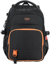 DACO Ghiozdan scoala Daco GH5008N, 3 compartimente, 41 x 32 x 16 cm, Negru/Portocaliu (GH5008N)