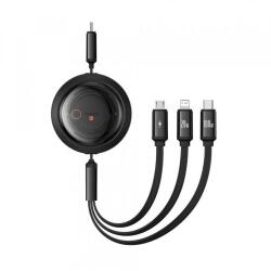 Baseus Cablu Incarcare USB-C - Lightning / microUSB / USB-C Baseus Free2Draw Retractable P10368700111-04, 100W, 1.1m, Negru (BSU4920)