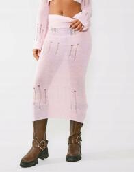Prettylittlething Rózsaszín Kötött Midaxi Szoknya Egyenes Gumis Derékkal Prettylittlething M