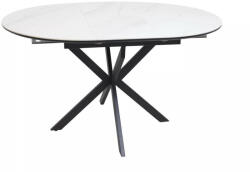 SIGNAL MEBLE Gaston Ceramic Kihúzható Kerek Étkezőasztal Matt Fehér/Fekete (SIG-GASTONBC100) - pepita