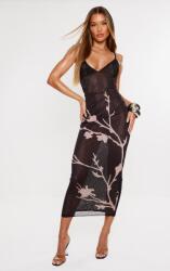 Prettylittlething Fekete Midaxi Ruha Prettylittlething Vállpántokkal 34