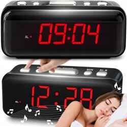RETOO Ébresztőóra Elektronikus Óra Digitális Led Hangos Ébresztő Szundi Fekete Nagy (budzik elektroniczny LED)