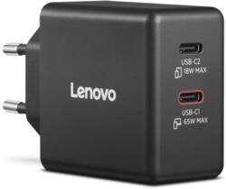 Lenovo Dual USB-C 65W GaN Charger (G0A6065BEU) hálózati töltő adapter, Fekete színben (G0A6065BEU)