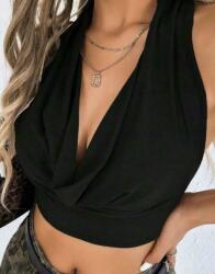 Shein Fekete Rövid Crop Felső, Mély Nyakkivágással Shein 34