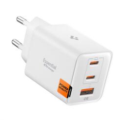 Spigen ESSENTIAL EE473EU мрежово зарядно устройство USB+2 Type-C гнездо 47W, PD бързо зарядно устройство 3.0, БЯЛО ACH09464 (ACH09464)