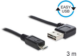 Delock 83384 EASY-USB 2.0 -A мъжки извит ляв / десен USB 2.0 micro-B мъжки кабел, 3 м (83384)