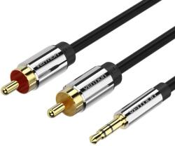 Vention 3, 5 мм жак/M - 2RCA/M, (аудио, позлатено покритие, метален корпус), 1 м, кабел