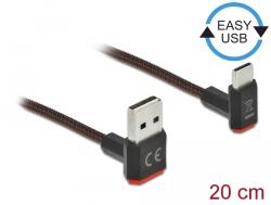 Delock EASY-USB 2.0 кабел Щепсел за конектор тип А - Щепсел за конектор USB Type-C, извит нагоре / надолу