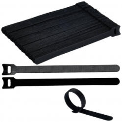 TRU COMPONENTS T24CA058 Tépőzár kábelkötegelő Kötegeléshez Bolyhos és horgos fél (H x Sz) 200 mm x 12 mm Fekete 100 db (TC-12888504) (TC-12888504)