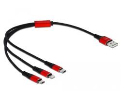 Delock 30 см дълъг USB кабел за зареждане 3 в 1 за Lightning, Micro USB и USB Type-C