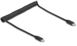 Delock USB 2.0 Type-C навит кабел, мъжки към мъжки 0.45 m до 0.75 m черен