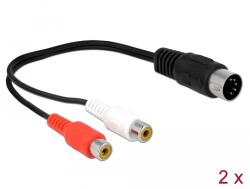 Delock DIN кабел диод 5 пинов конектор - 2 x RCA гайка конектор 20 cm