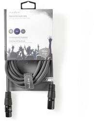 Nedis COTH15010GY50 балансиран/симетричен полупрофесионален XLR аудиокабел, XLR 3-пинов щепсел - гнездо, 5 м, гъвкав (COTH15010GY50)
