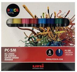 uni Декоративен маркер, 1, 8-2, 5 мм, UNI "Posca PC-5M", 8 различни цвята PC-5M 8C (PC-5M 8C)